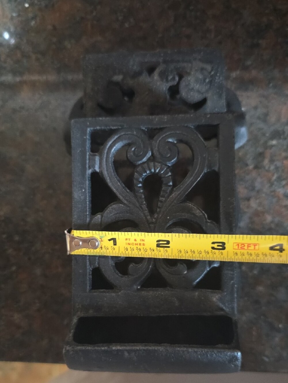 Ornate Black Cast Iron Wall-Mounted Match or Key Holder - Picture 5 of 6